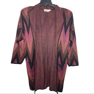 Vintage French Rags USA Chevron Heavy Knit Duster Cardigan Brown Size 3 (XL)